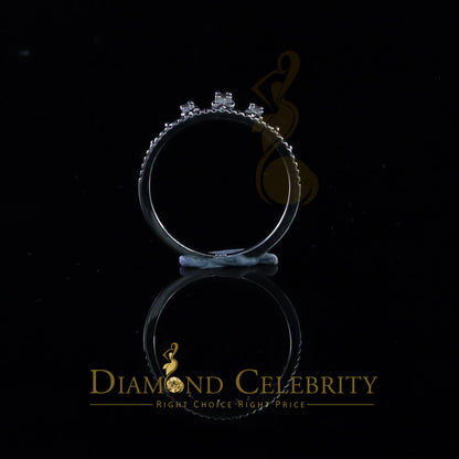 DiamondCelebritees 925 Silver White 0.10ct Cubic Zirconia Crown Sets Engangement Womens Ring Size 7