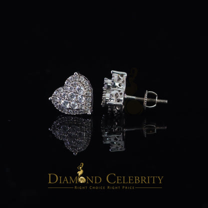 DiamondCelebritees  1.18ct Cubic Zirconia 925 White Sterling Silver Women's Hip Hop Heart Earrings