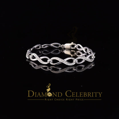 Diamondcelebritees 0.15CT Real Diamond 925 Sterling Silver White Fancy Infinite Bracelete SZ 7 Inch