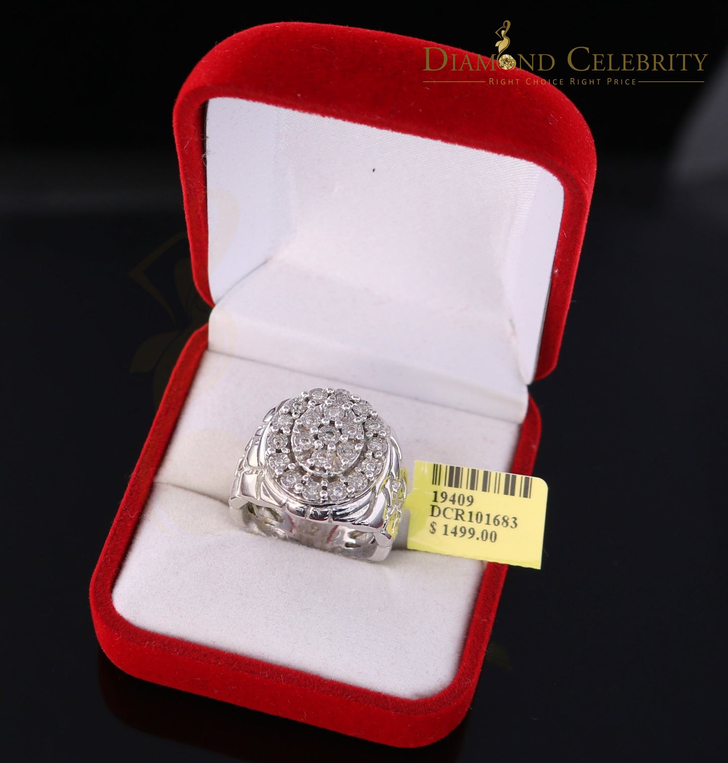DiamondCelebritees 0.30CT Real Diamond Men's 925 Sterling Silver White Ring Size 8 Antique Design