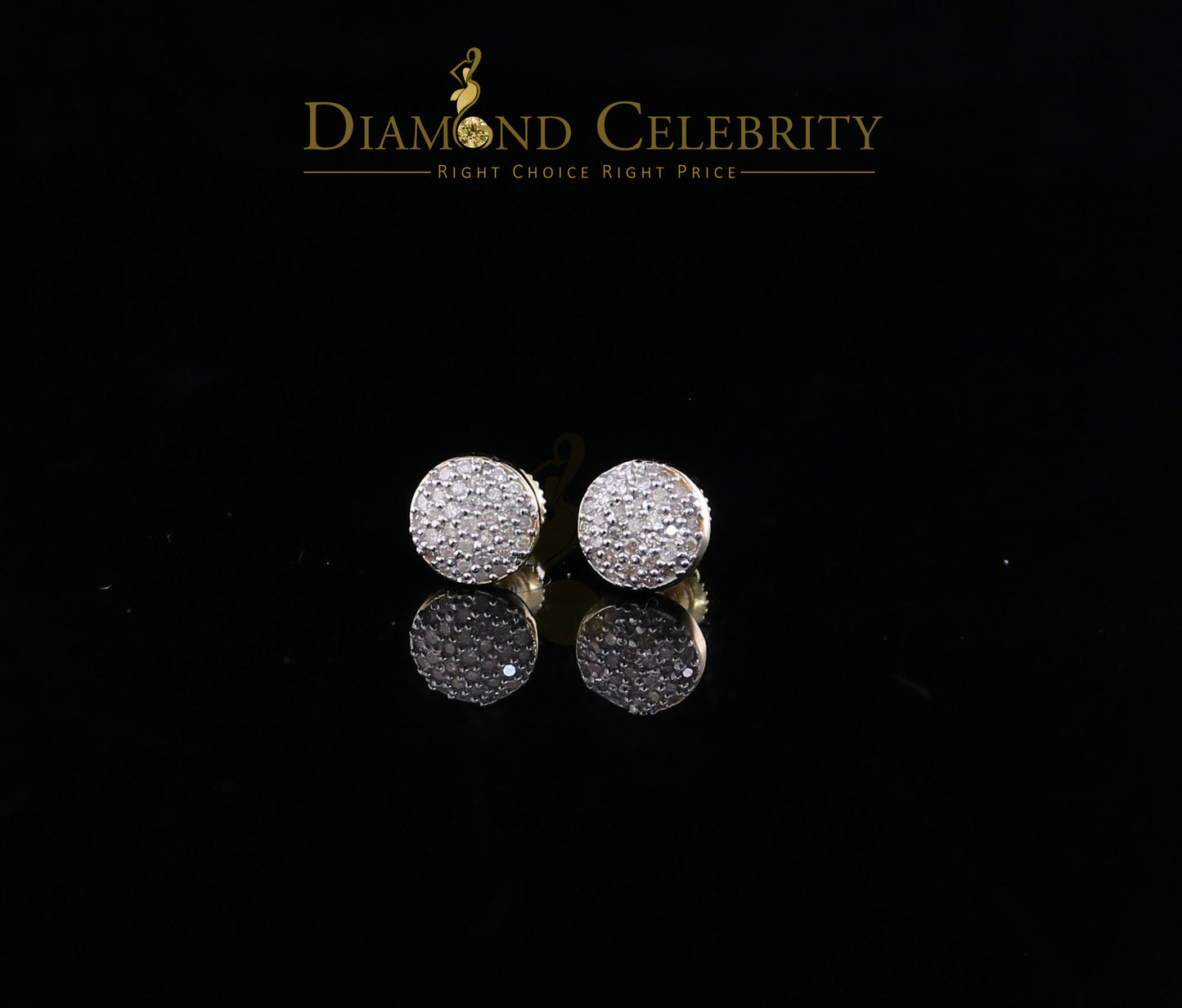 DiamondCelebritees 0.33 ct Diamond 925 Sterling Silver Yellow For Men's / Women's Round Earrings