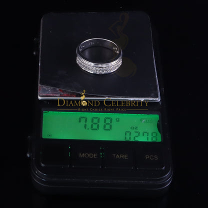 DiamondCelebritees 0.10ct Round Cut 925 Sterling Silver White Diamond Men's Wedding Band Ring SZ 11