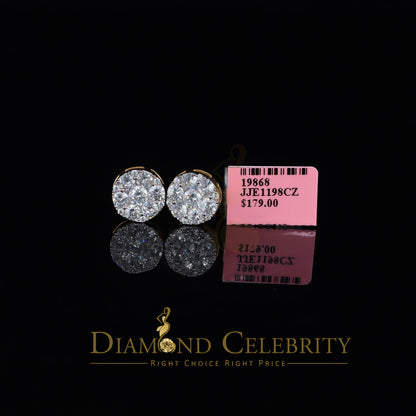 DiamondCelebritees  925 Sterling Yellow Silver 5.56ct Cubic Zirconia Women Round Stud Earrings