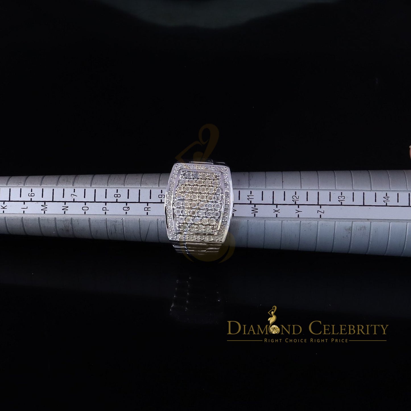Big Mirage Set Rectangle 0.40ct Real Diamond 925 White Silver Mens Ring Size 10