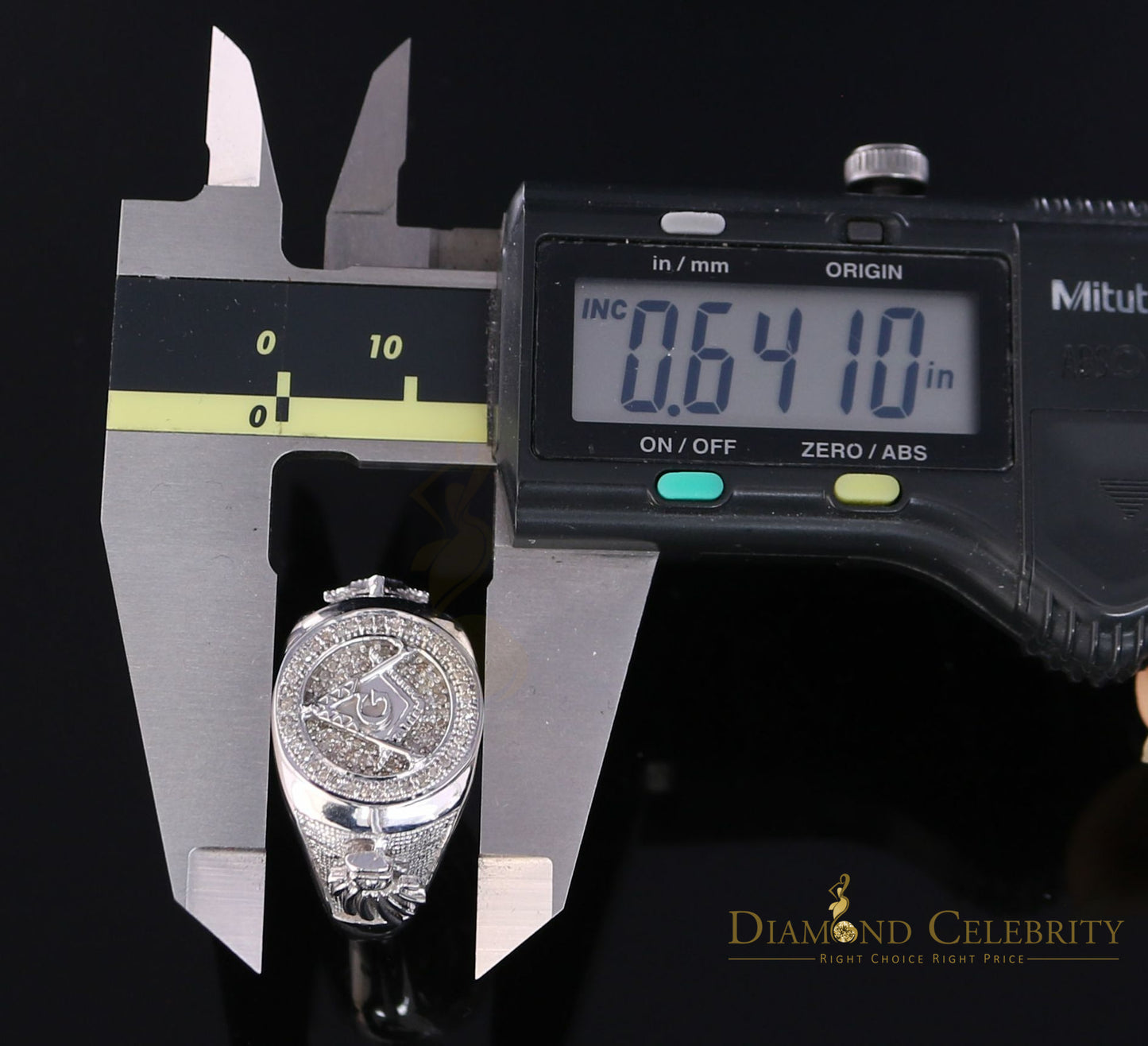 DiamondCelebritees 925 White Silver Masonic 0.50 CT Real Diamond Men's Engagement Big Ring Size 12