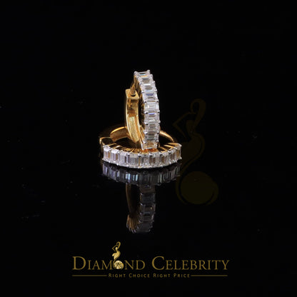DiamondCelebritees 1.66ct Moissanite Baugutte Yellow 925 Sterling Silver Women's Hoop Earrings