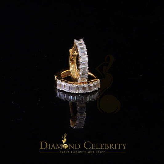 DiamondCelebritees 1.66ct Moissanite Baugutte Yellow 925 Sterling Silver Women's Hoop Earrings