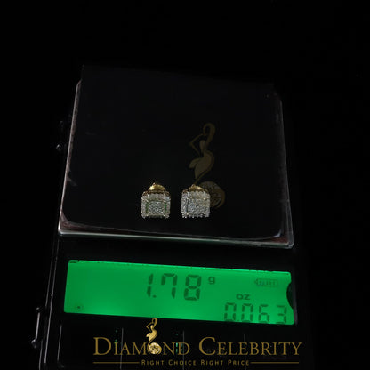 DiamondCelebritees 0.25ct Diamond 925 Silver Yellow Square Earring For Men's / Women's stud