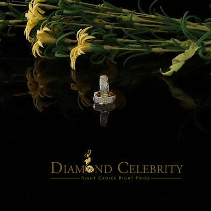 DiamondCelebritees 0.15ct Diamond Sterling Silver Yellow H oop Stud Earrings For Men's / Women's