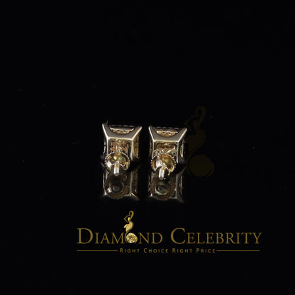 DiamondCelebritees  925 Sterling Yellow Silver 0.72ct Cubic Zirconia Square Womens Stud Earrings