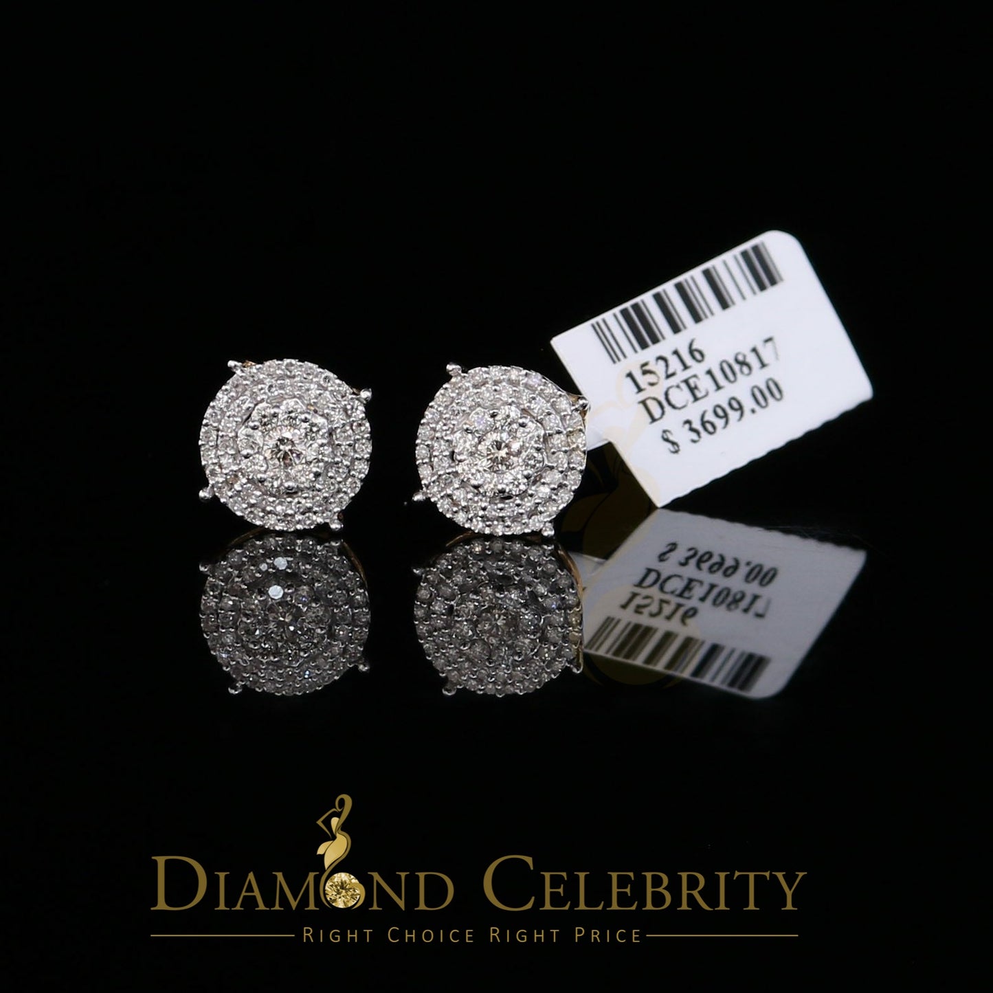 DiamondCelebritees 10K Real Yellow Gold with 0.80CT Real Diamond Men's/Women's Stud Earrings