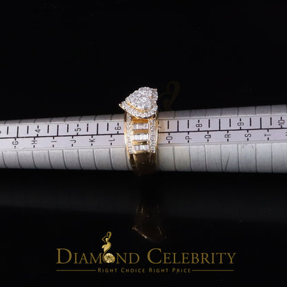 DiamondCelebritees New Women Heart Cindarella Ring 925 Yellow Silver1.20ct VVS D Clr.Moissanite SZ7