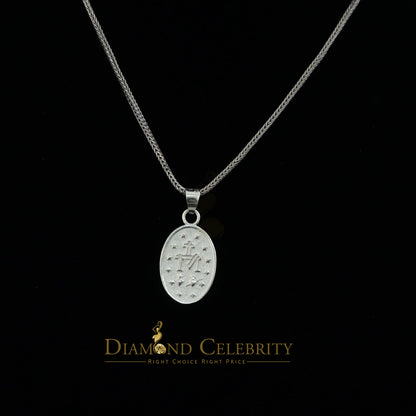 DiamondCelebritees 925 Sterling Silver Double Side Oval Milagrosa Men/Women Pendant White Religious