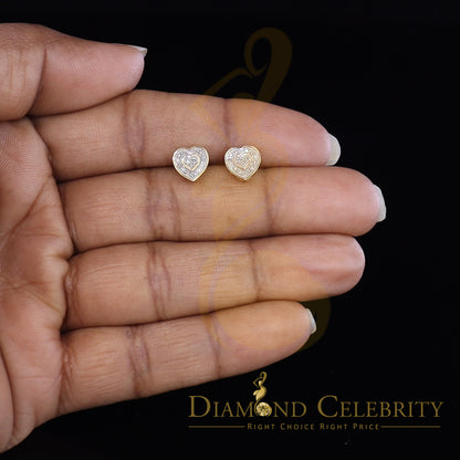DiamondCelebritees Micro Pave 0.11ct Real Diamonds 925 Yellow Silver Women's & Men's Heart Earrings