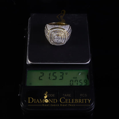 DiamondCelebritees Men's 925 Sterling Silver 5.50ct VVS 'D' Moissanite Yellow Round Rings Size 10