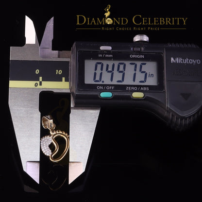 DiamondCelebritees First step Baby Feet Mother N Child 925 Silver Yellow 0.36ct Diamond CZ Pendant
