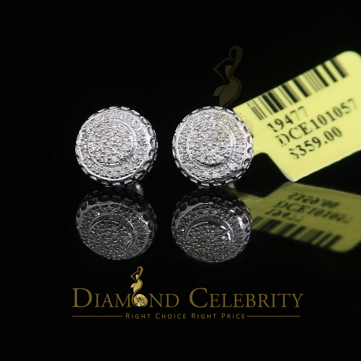DiamondCelebritees 925 Sterling Silver 0.20ct Diamond For Women's/ Men's White Stud Round Earrings