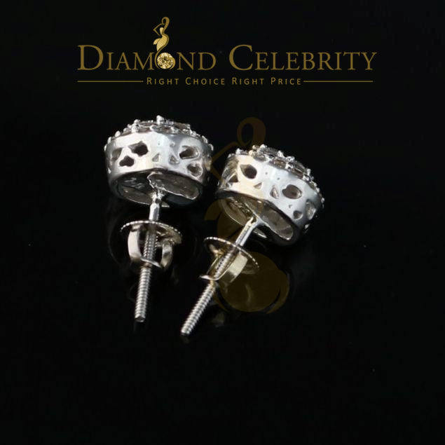DiamondCelebritees 10K Real White Gold Real Diamond 0.55CT Men's/Women's Stud Round Earring