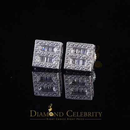 DiamondCelebritees  925 Sterling White Silver 1.03ct Cubic Zirconia Square Women's Stud Earrings