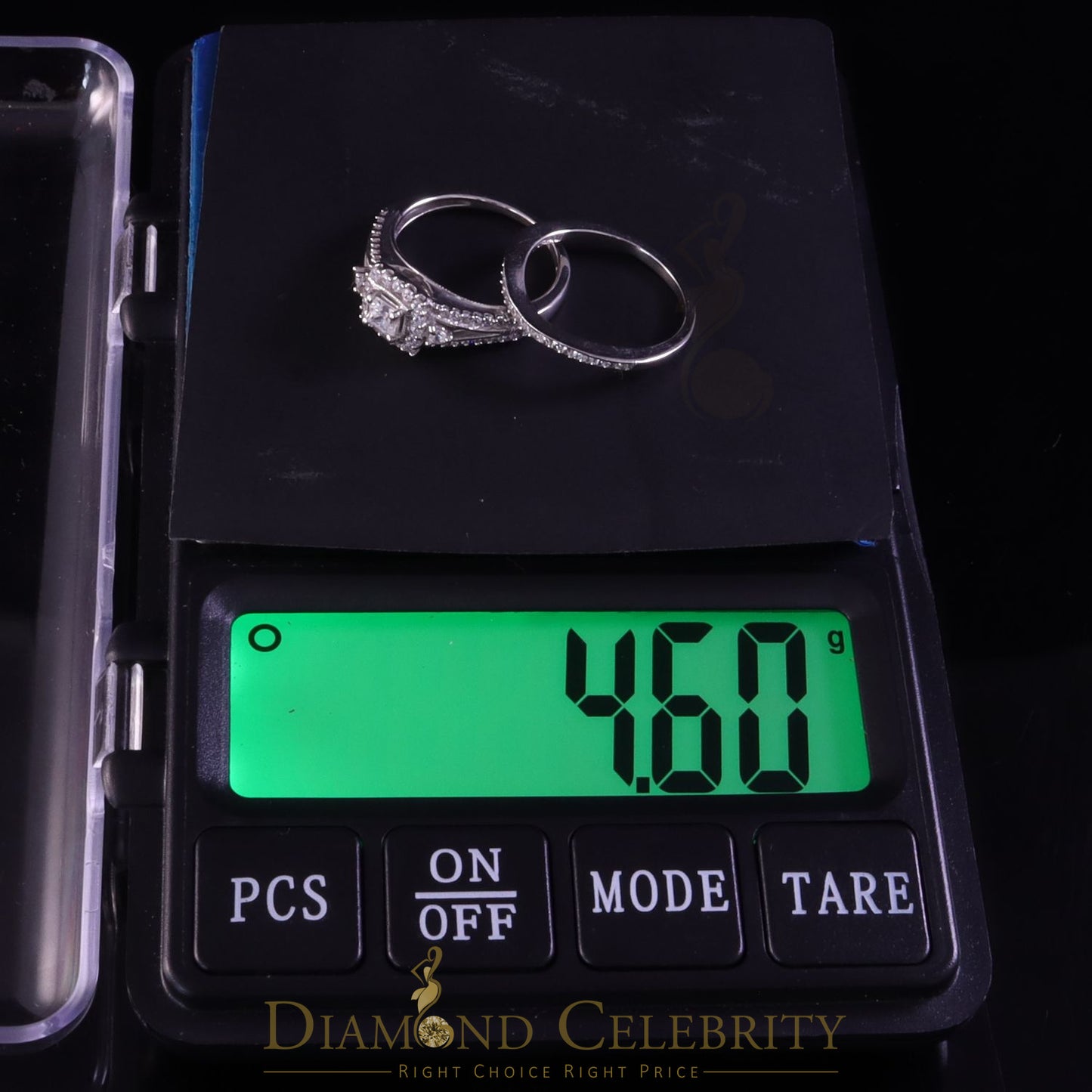 DiamondCelebritees 1.75ct Cubic Zirconia White Sterling Silver Men's/ Women 2PC Bridal Rings Size 7