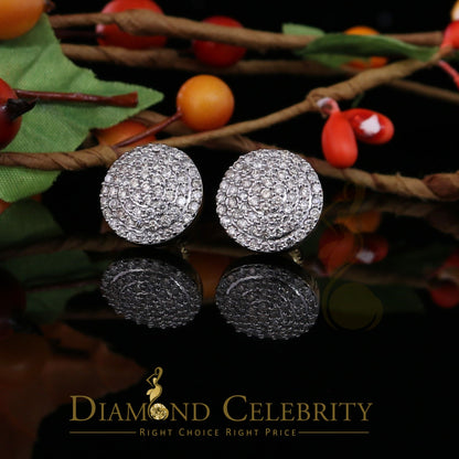 DiamondCelebritees 10K Real Yellow Gold Real Diamond 1.25CT Men's/Women's Stud Round Earring