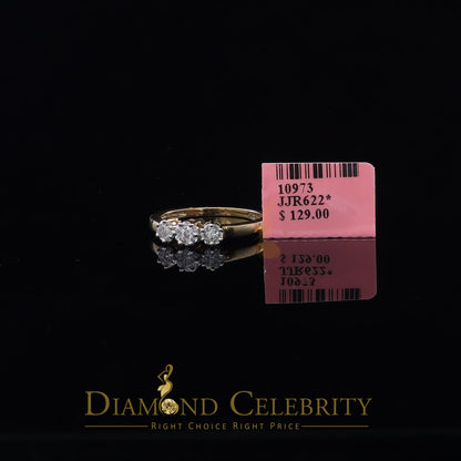 DiamondCelebritees 925 Yellow Silver Cubic Zirconia 1.25 ct Past Present Future Women's Ring Size 7