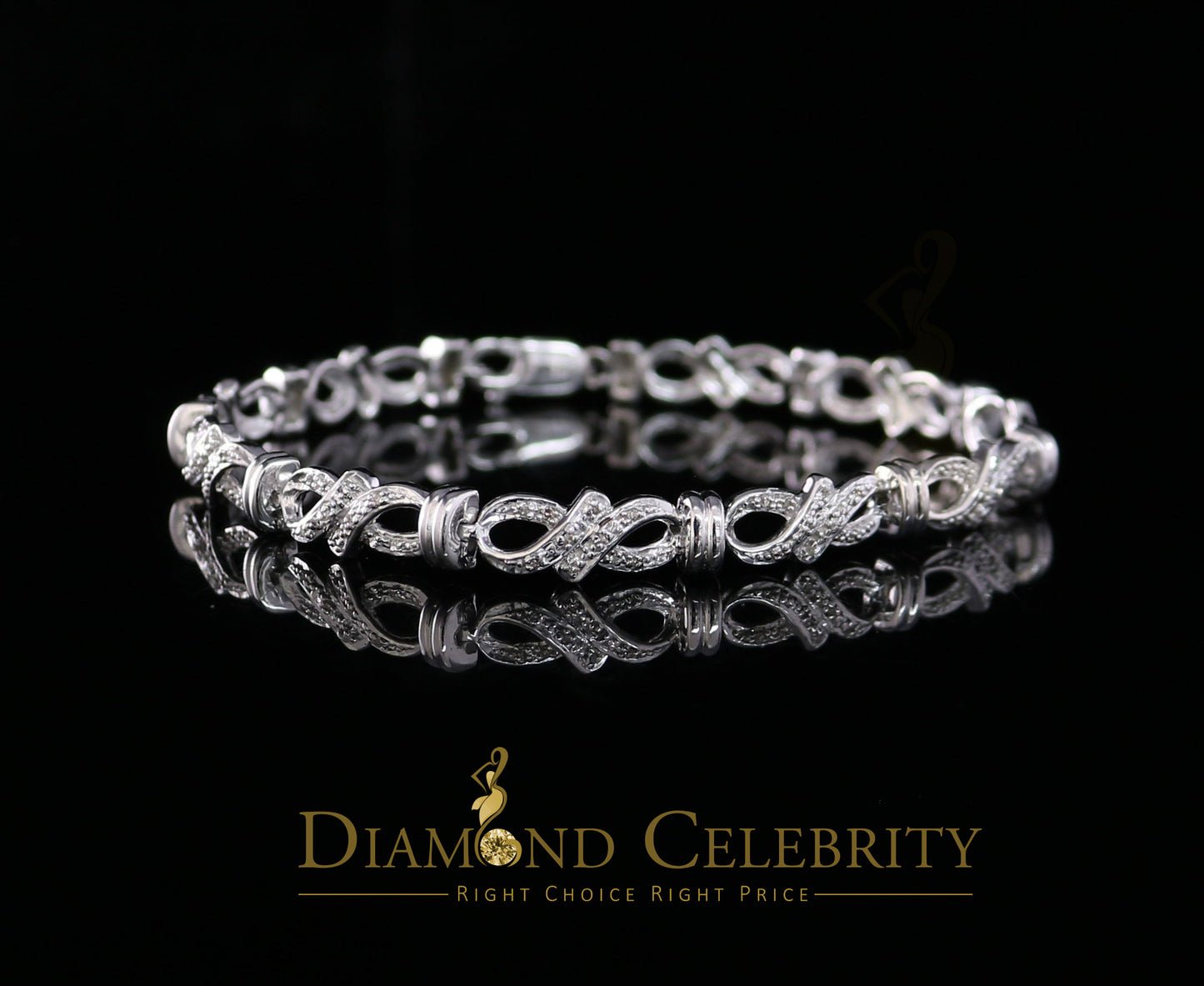 Diamondcelebritees 925 Sterling Silver White Bracelete Size 7 Inch with 0.22CT Genuine Diamonds