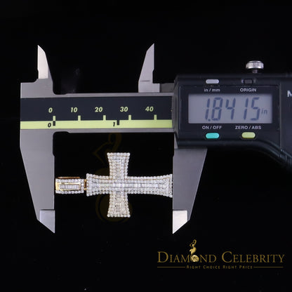 Diamondcelebritees Cross Pendant 925 Yellow Sterling Silver 2.25ct VVS D Clr. Moissanite for Women