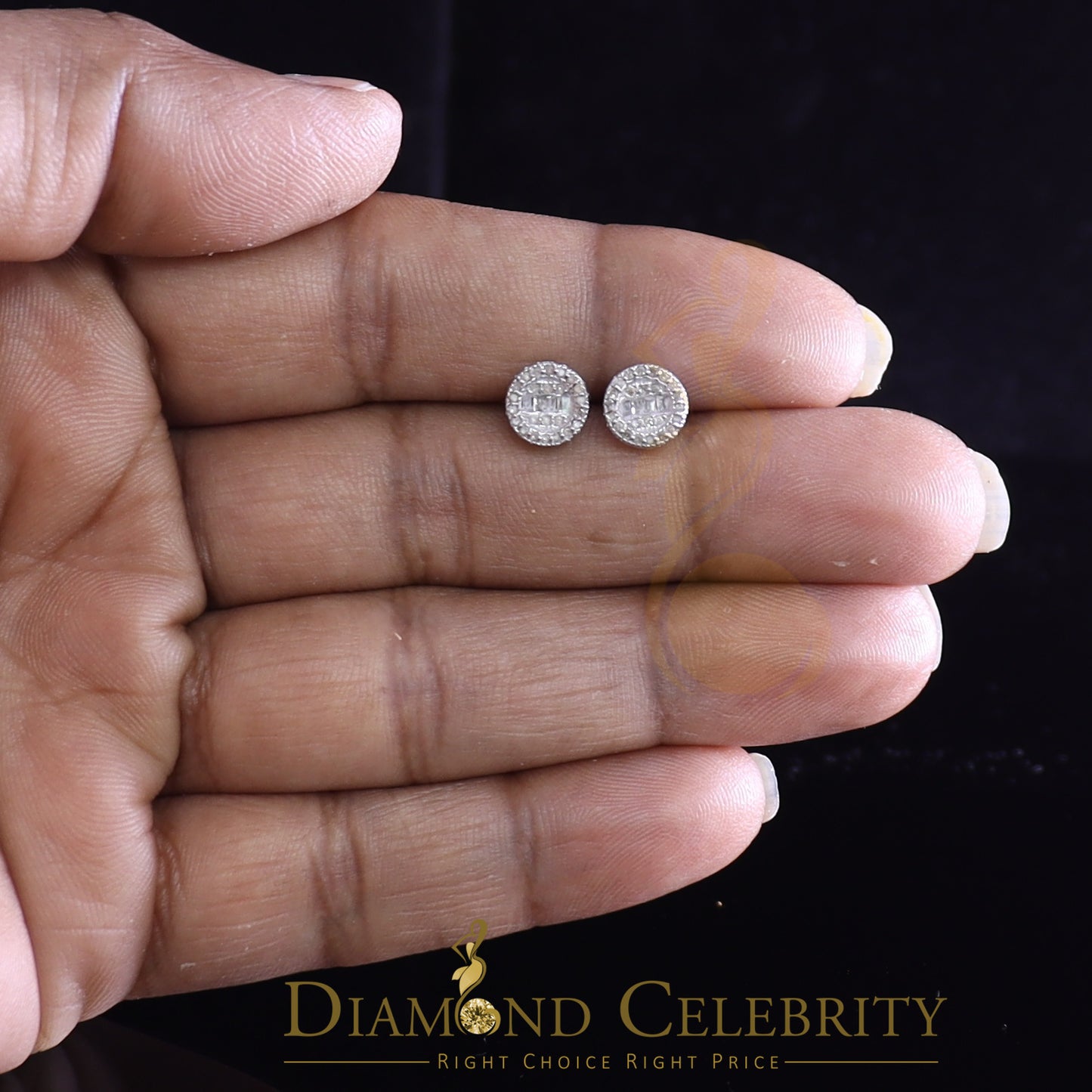 DiamondCelebritees 925 White Silver 0.20ct Real Diamond Women's/Men's Round Fashion Earrings