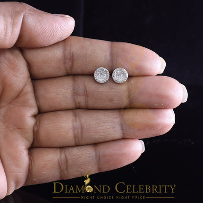 DiamondCelebritees 925 White Silver 0.20ct Real Diamond Women's/Men's Round Fashion Earrings