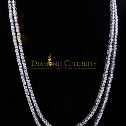 DiamondCelebritees Tennis Men's Necklace 925 Silver White 40ct Moissanite size 22inch & Width 3mm