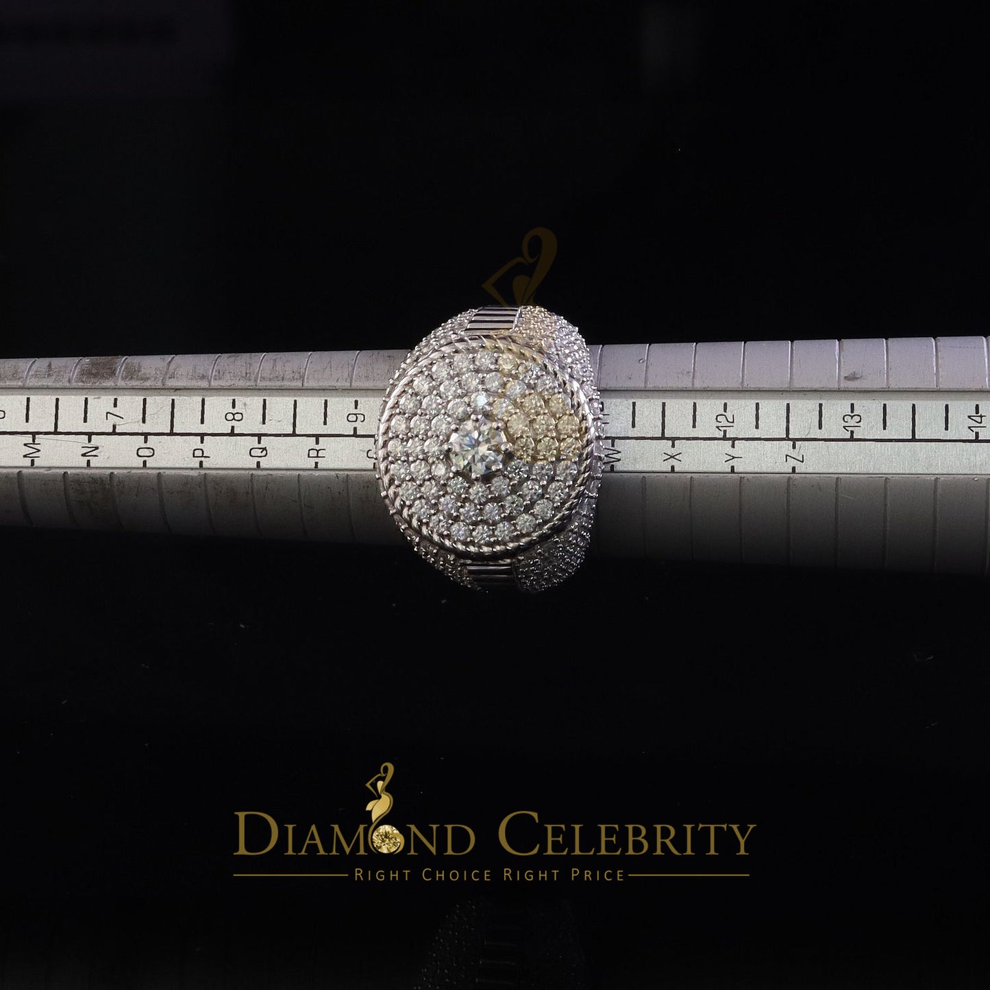 DiamondCelebritees 925 Silver White 6.00ct VVS 'D' Moissanite Stone Round Rings SZ 10 for Men's