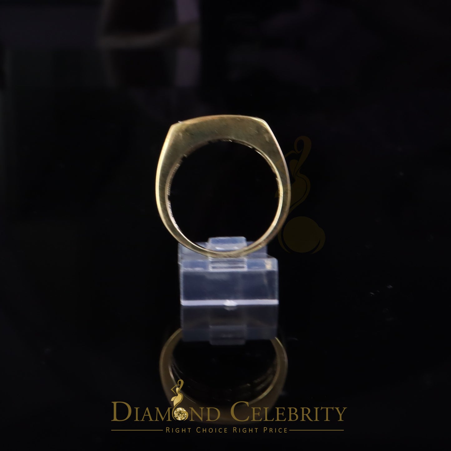 DiamondCelebritees Sterling Mens 0.81ct Yellow Cubic Zirconia Silver Rectangle Fashion Ring Size 9