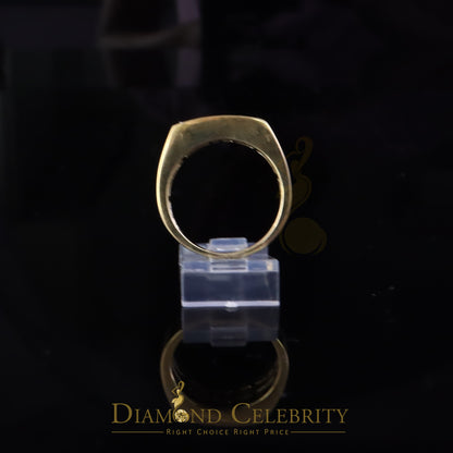 DiamondCelebritees Sterling Mens 0.81ct Yellow Cubic Zirconia Silver Rectangle Fashion Ring Size 9