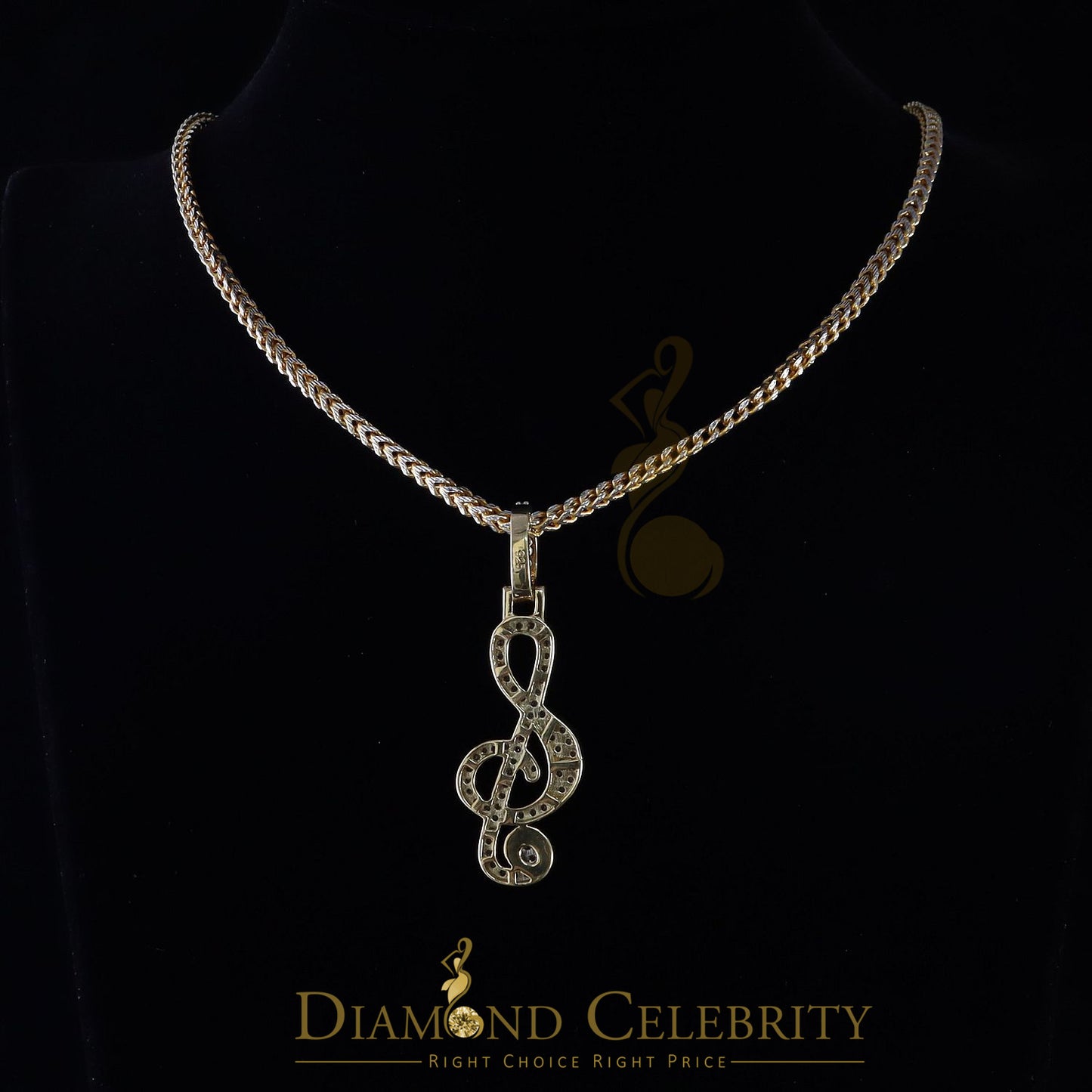 DiamondCelebritees Promise 925 Yellow Sterling Silver MUSIC SIGN Pendant with 2.34ct Cubic Zirconia