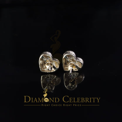 925 Sterling Yellow Silver 1.36ct Cubic Zirconia Heart Women's Stud Earrings