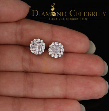 DiamondCelebritees  Hip Hop 0.94ct Cubic Zirconia 925 White Sterling Silver Women's Flower Earring