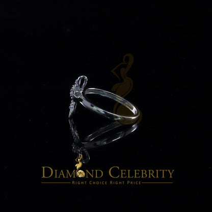 DiamondCelebritees 925 Sterling White Silver Shiny Cross 0.17ct Cubic Zirconia Womens Ring Size 8