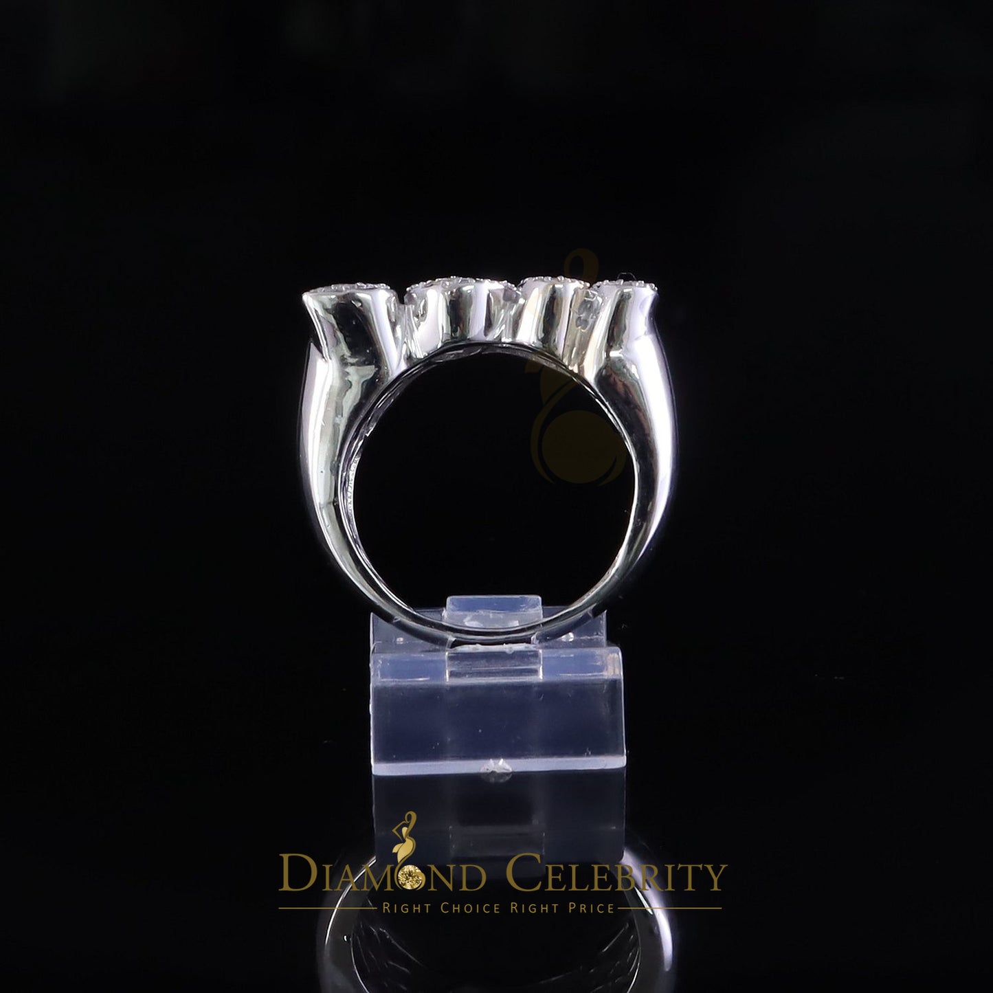 DiamondCelebritees Stylish "BOSS" 925 Silver White 0.50ct Micro Real Diamond Men's Band Ring SZ 8