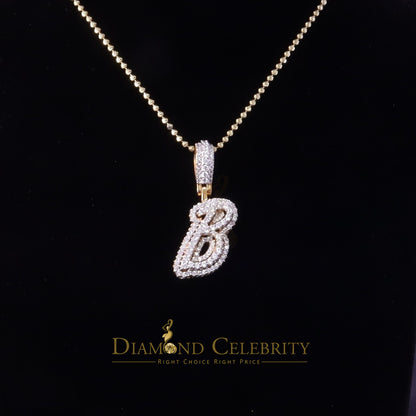 DiamondCelebritees Yellow Cursive 3D Alphabet Shape 925 Sterling Silver Cubic Zirconia Pendant