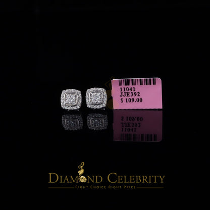 DiamondCelebritees  925 White Sterling Silver 0.85 ct Cubic Zirconia Women's Hip Hop Square Earrings