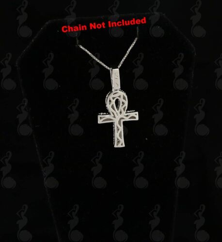 DiamondCelebritees Attractive White ANKH 925 Sterling Silver Pendant with 0.82ct Cubic Zirconia