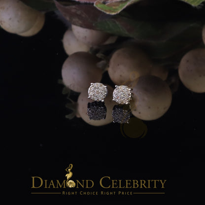 DiamondCelebritees 10K Real White Gold Real Diamond 0.60CT Men's/Women's Stud Round Earring