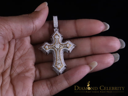 Diamondcelebritees  2.5ct VVS D Moissanite White Tricolor 1.2" Silver Charm Cross Pendant Men/ Women