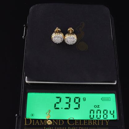 DiamondCelebritees 10K Real Yellow Gold with 0.33 CT Real Diamond Round Stud Earrings