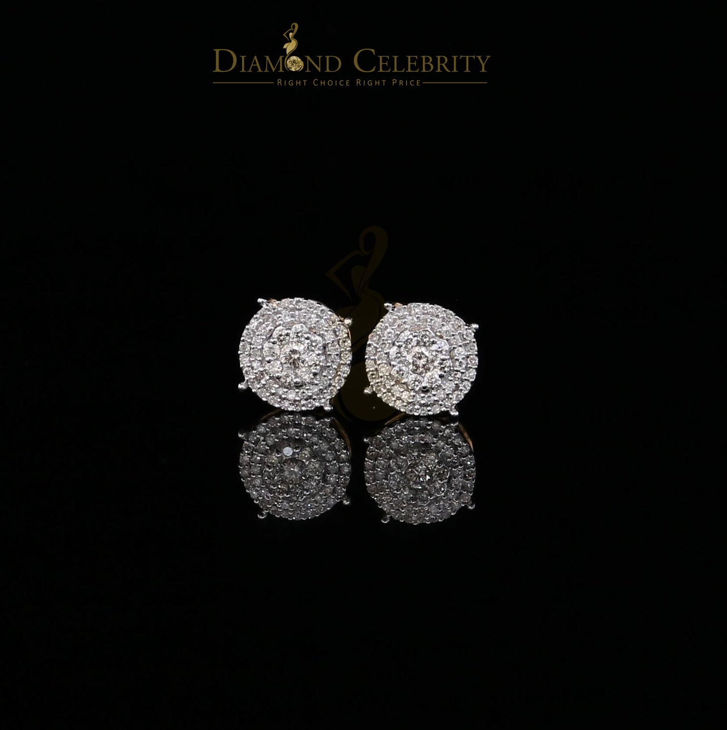 DiamondCelebritees 10K Real Yellow Gold with 0.80CT Real Diamond Men's/Women's Stud Earrings