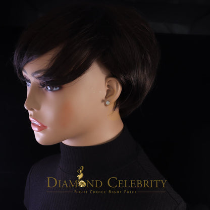 DiamondCelebritees  925 White Silver Aretes Para Hombre 0.30ct Cubic Zirconia Women's Round Earrings