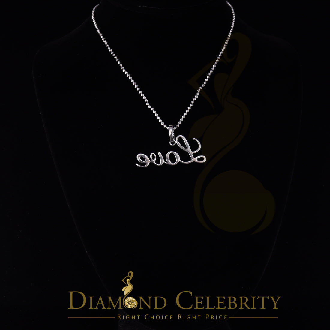 DiamondCelebritees White Attractive" LOVE" Letter 925 Sterling Silver Pendant 2.08ct Cubic Zirconia