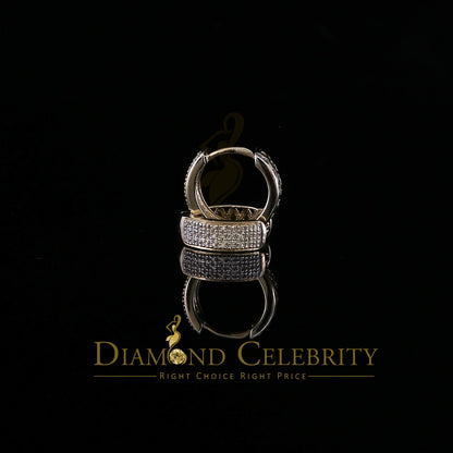DiamondCelebritees 0.15ct Diamond Sterling Silver Yellow H oop Stud Earrings For Men's / Women's