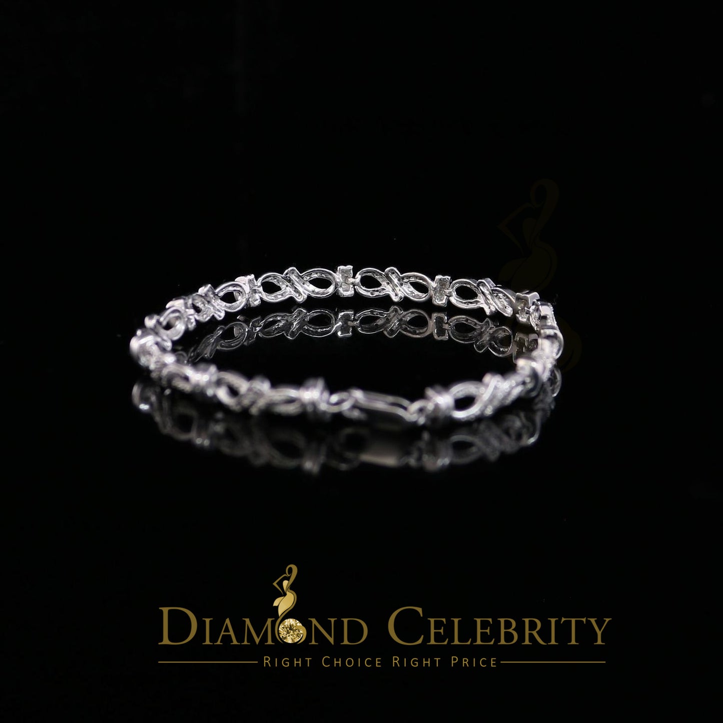 Diamondcelebritees 925 Sterling Silver White Bracelete Size 7 Inch with 0.22CT Genuine Diamonds